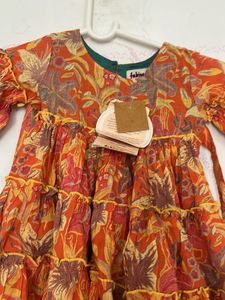 Orange Floral Tiered Dress