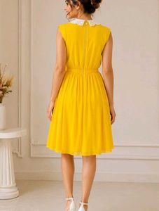 Bright Yellow Peter Pan Collar A-Line Dress