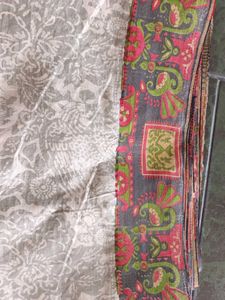 Elegant Grey Saree with Floral Border