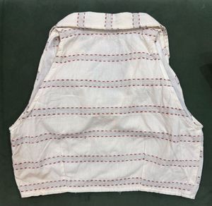 Striped Sleeveless Collared Top