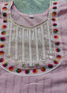 Chic Pink Striped Kurta