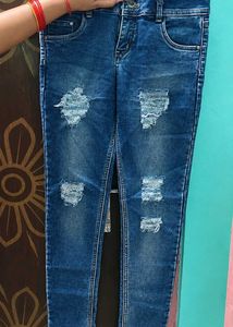Stylish Ripped Blue Jeans