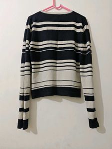 Striped V-Neck Pullover Sweater