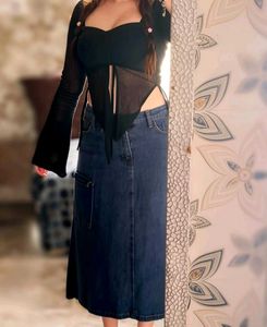Trendy Black Mesh Corset Top