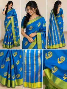 Royal Blue Peacock Saree