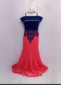 Stunning Navy Blue &amp; dark peach Gown