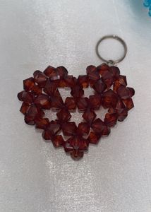Red Beaded Heart Keychain