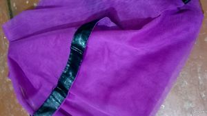 Purple Net Black Border,Full Length Dupatta