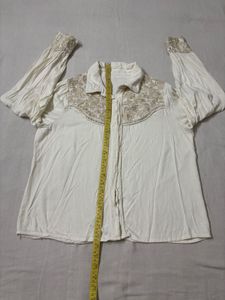 Embroidered Cream Shirt/Blouse