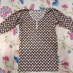 Stylish Printed Brown Short Kurta