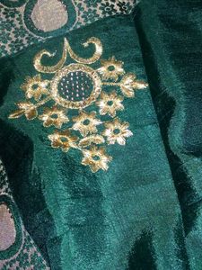 Emerald Green Embroidered Saree