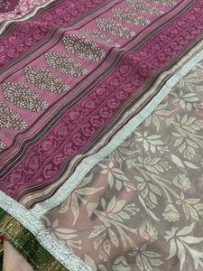 Elegant Printed Saree with Metallic Border