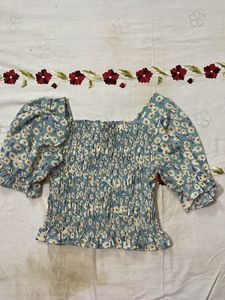 Floral Smocked Puff Sleeve Top
