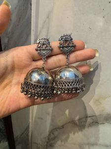 Elegant Silver Elephant Jhumka Earrings