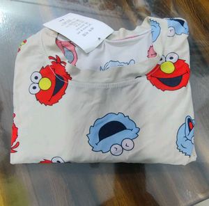 Cute Sesame Street Graphic T-Shirt Dress