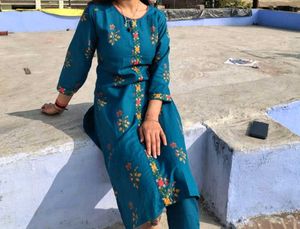 Teal Embroidered Kurta Set