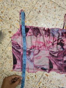 Pink Marble Print Mesh Tank Top