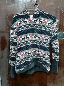 Festive Reindeer Print Hoodie