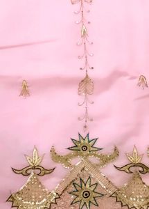 Pink Embroidered ethnic hand work saree