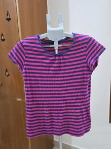 Pink & Navy Striped T-Shirt