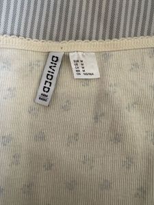 PICOT-TRIMMED RIBBED T-SHIRT H&amp;M