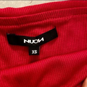 nuon Red Off-Shoulder Crop Top