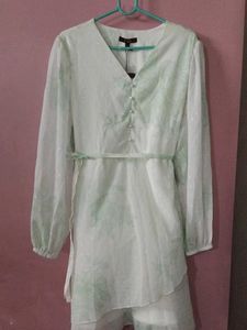 Elegant White & Green Dress