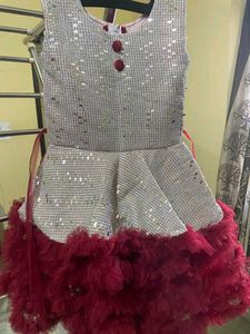 Sparkly Silver &amp; Red Party Dress
