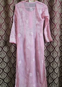 Pink chikankari kurta