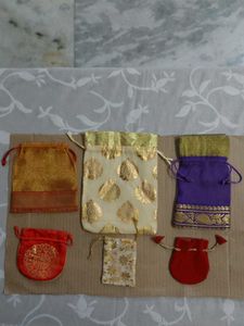 6 Assorted Drawstring Pouches Potli bags