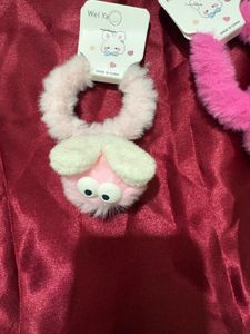 Cute Fuzzy Bunny Hair Tie Set