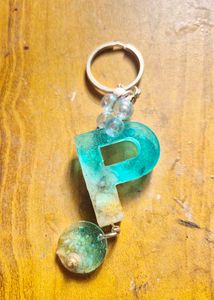 Ocean Resin Letter P Keychain