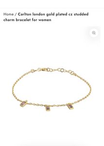 Carlton London Gold Plated CZ Charm Bracelet