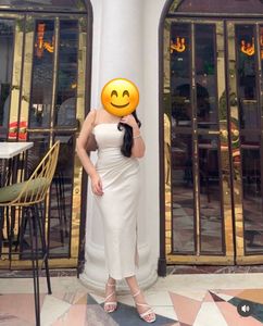 H&amp;M Prettiest White Draped Bandeau Dress