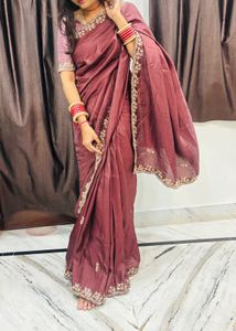 Elegant zardoai work pure  saree