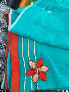 Elegant Turquoise Embellished Saree