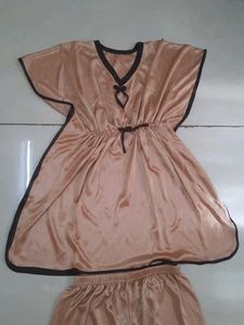 Brown Satin Night Suit  New