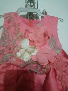 Coral Party Dress with Tulle Skirt