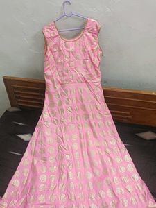 Beautiful Pink gown with lace intricate jacket