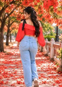 Chic Red Off-Shoulder Crop Top