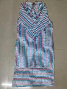 Embroidered Striped Kurta