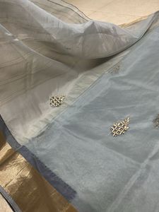 Elegant Grey Saree with Embellishments