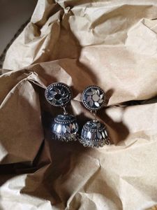 Boho Oxidised Jhumka &amp; Shell Hoop Earrings