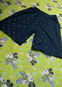 Navy Blue Shorts with Yellow Print