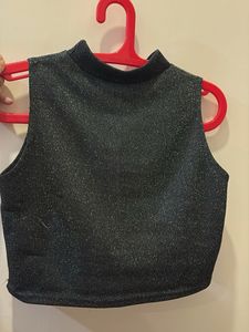 Sparkly Black Crop Top