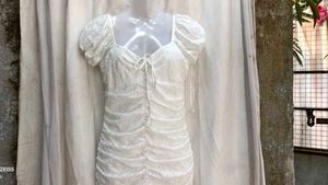 I. Chic White Ruched Mini Dress