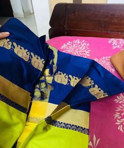 Royal Blue Saree with Elephant Motif