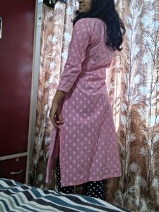 Pretty Pink Kurta with White Polka Dots