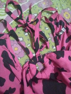 Pink Leopard Print Ruffle Romper