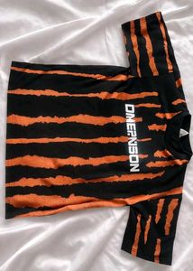 Men's Black & Orange Striped T-Shirt👔